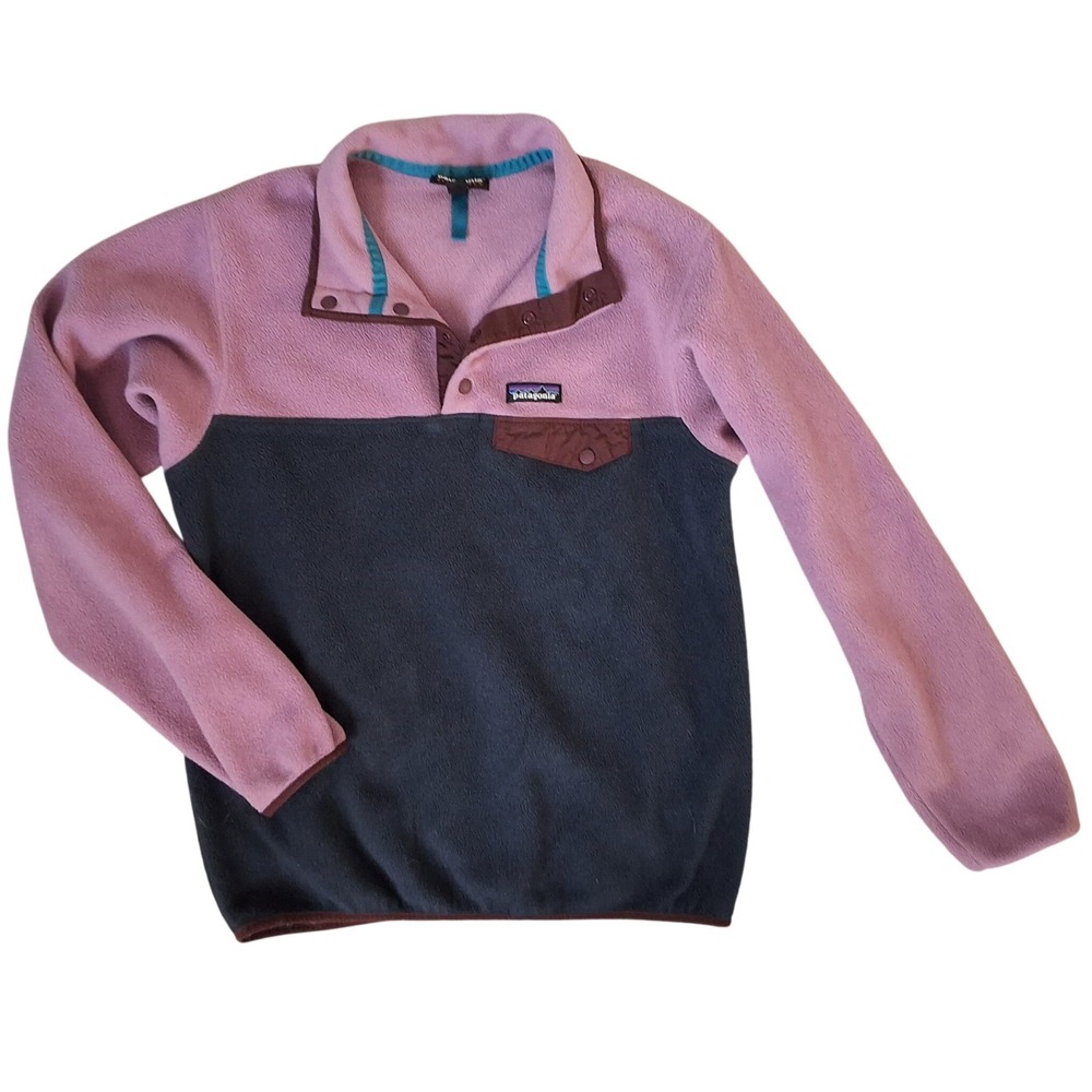 Patagonia Synchilla M Snap-T Fleece Pullover Mauve Navy Blue Pink Winter Fall